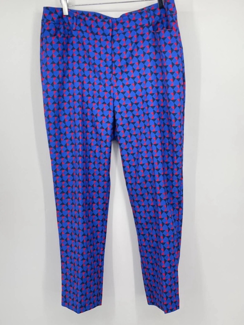 Eloquii Geometric Print Kady Trousers in Blue and Red
